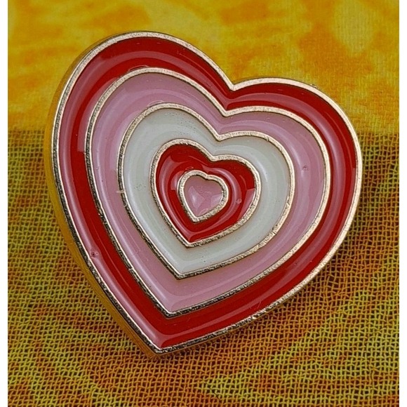 The Unbranded Brand Jewelry - Red And Pink Heart Enamel Lapel Pin 1" NIB